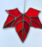 Stained Glass Maple Leaf Suncatcher - Handmade Hanging Window Decoration  - Red - Image 9