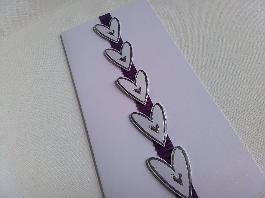 Hearts. Handmade card with hearts. Love. Ref 078