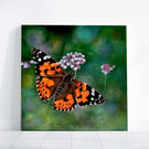 Original Painted Lady Butterfly Wall Art Acrylic Painting on a Box Canvas