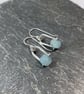 Silver and aquamarine small dangle earrings  - Image 3