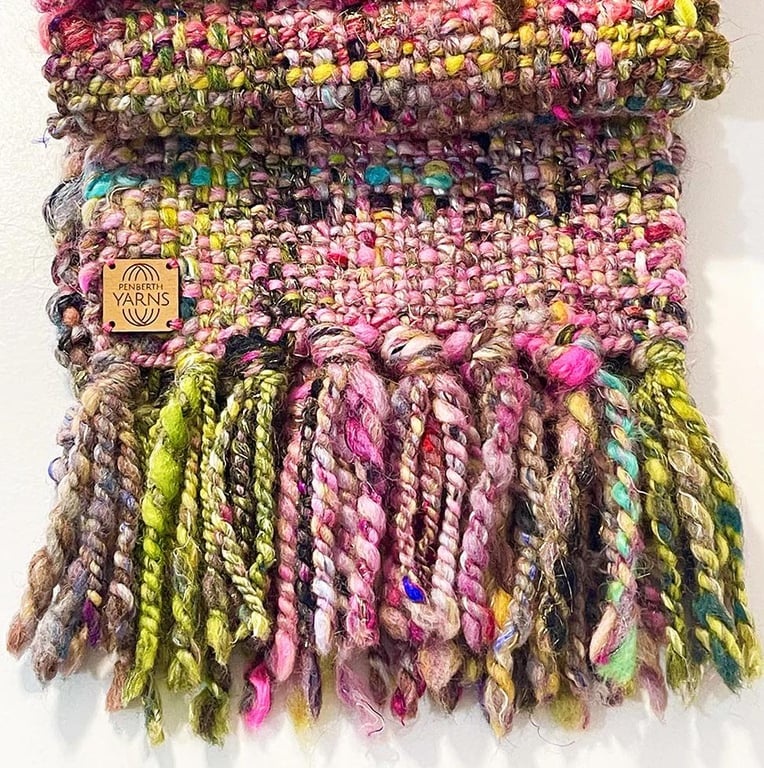 Rainbow Hand Woven Art Yarn Scarf