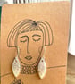 Fine Silver drop earrings with hand drawn gift card - sunflowers