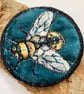Honey bee velvet brooch pin or badge. 