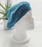 Beret Hat Sea Blue Aran