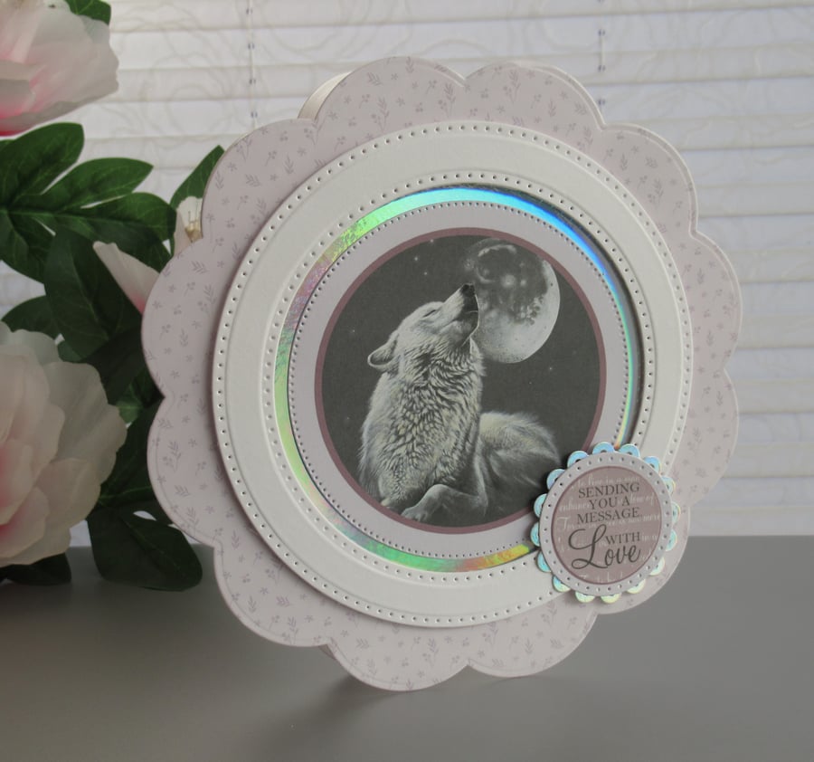 Moonlit Wolf Circular Card