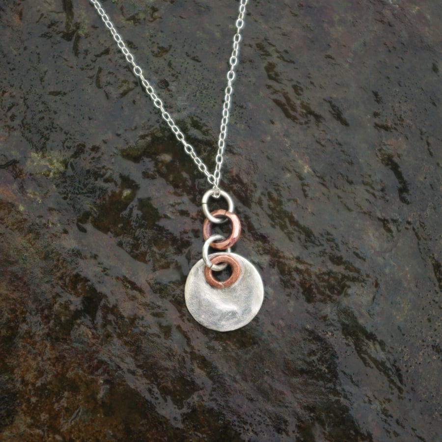 Silver and Copper Circles Necklace