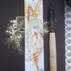  'Fairy' 'Hand drawn and painted bookmark with silk ribbon '