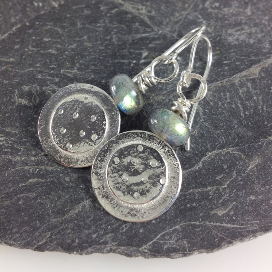 Silver and Labradorite Dotty earrings