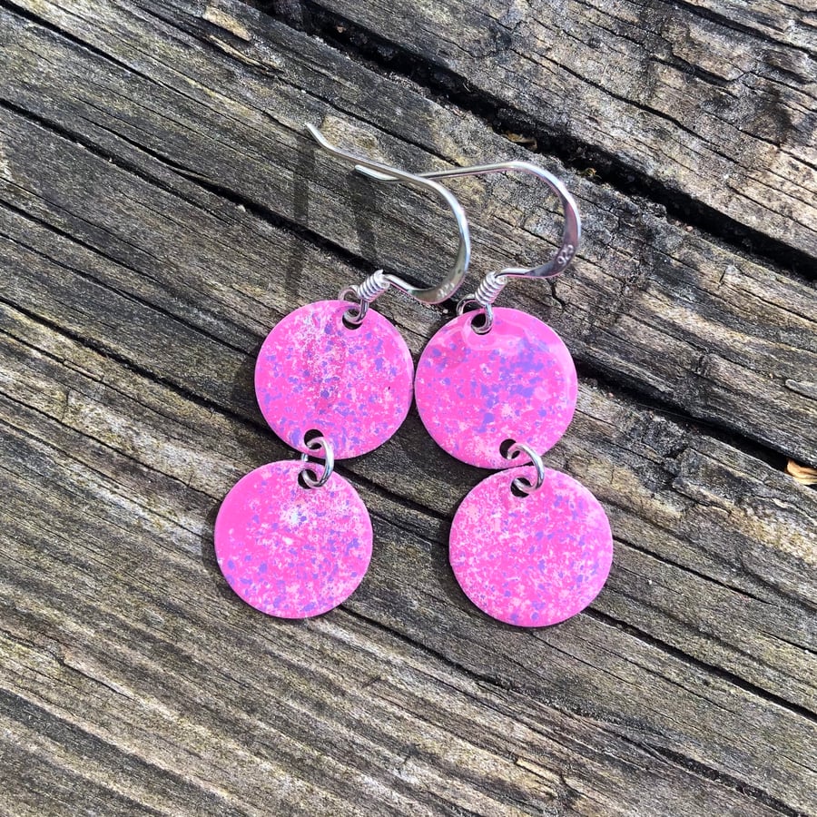 Pink mix geometric enamel earrings 