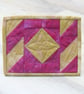 Patchwork Mug Rug with Yellow and Pink fabric - Image 1