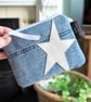 Denim Purse Pouch Purse, Pencil Case or Makeup Bag with White Star  - Image 3