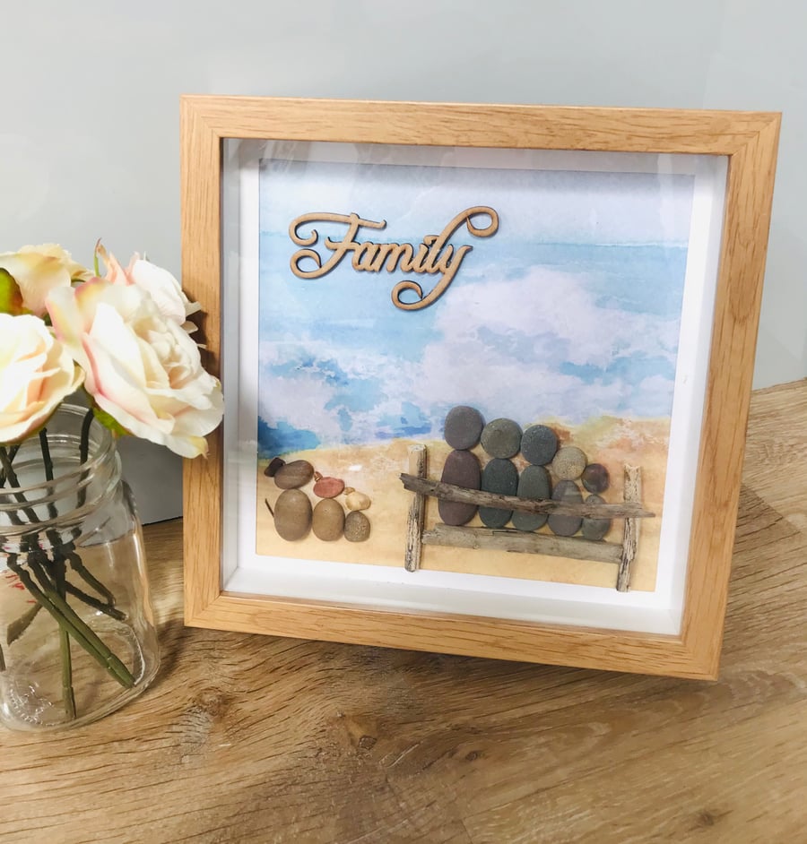 Personalised Pebble Family Frames, Beach life, Love, Family, Together 
