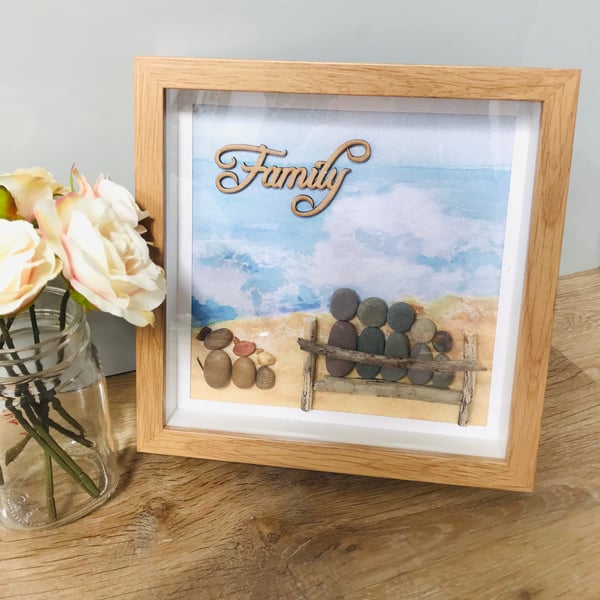 Personalised Pebble Family Frames, Beach life, Love, Family, Together 