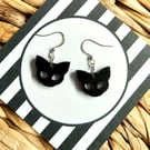 Halloween Black Cat Earrings, Spooky Jewellery, Handmade Birthday Gift