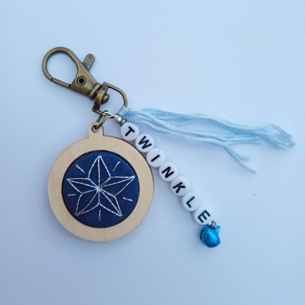 Silver Star Keyring or Bag Charm
