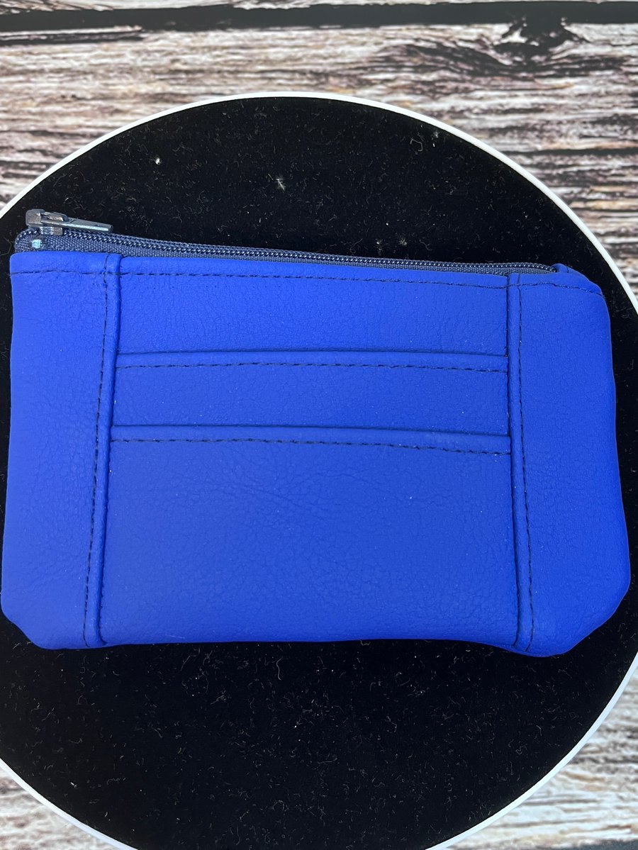 Electric blue coin and card purse