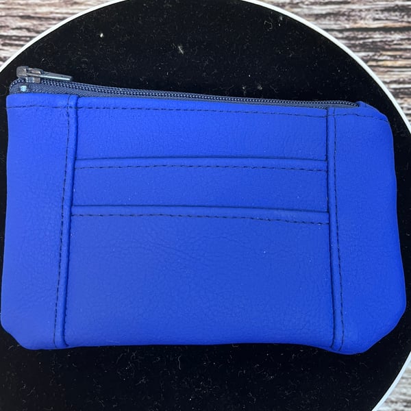 Electric blue coin and card purse