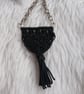 Hand Crafted Black Macrame Necklace With Tassel