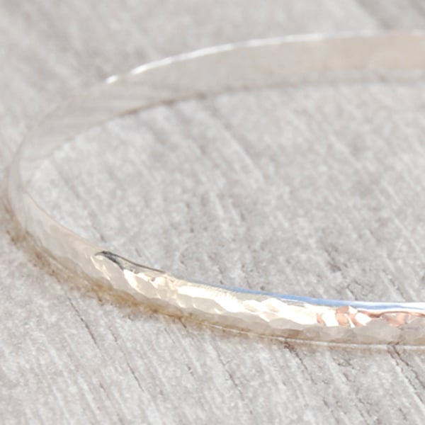 Hammered silver bangle