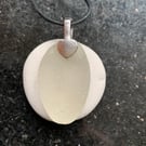 Silver plate mounted white seaglass pendant