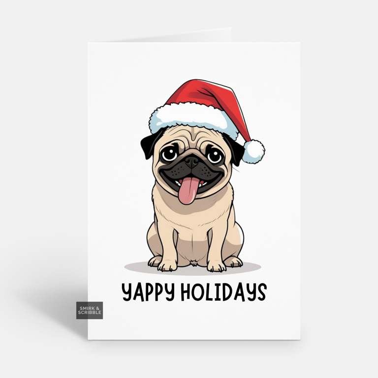Unique Funny Christmas Card For Him Or Her -  Dog Pun Xmas Greeting 