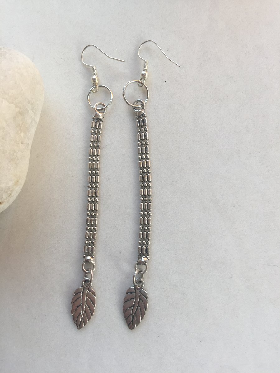 Feather and Chainmail Earrings