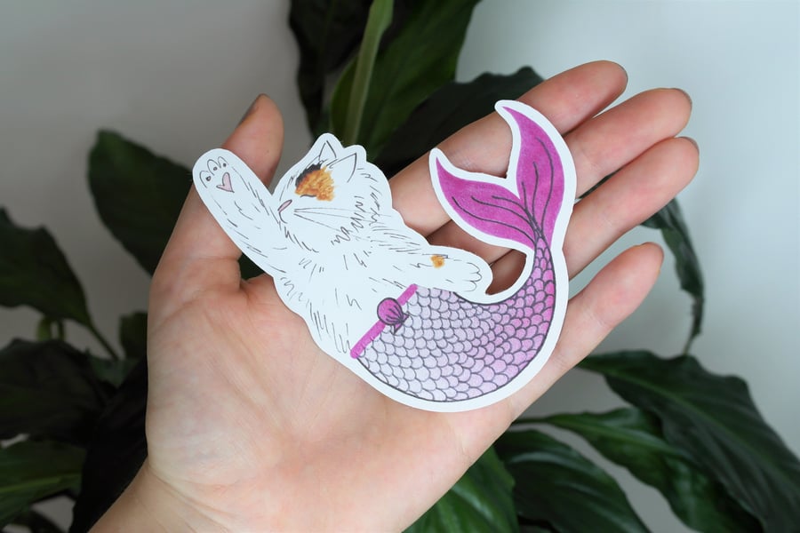 Purrmaid large recyclable sticker