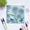 Echinops and Butterfly Card - birthday, floral, summer, Blue Adonis butterfly