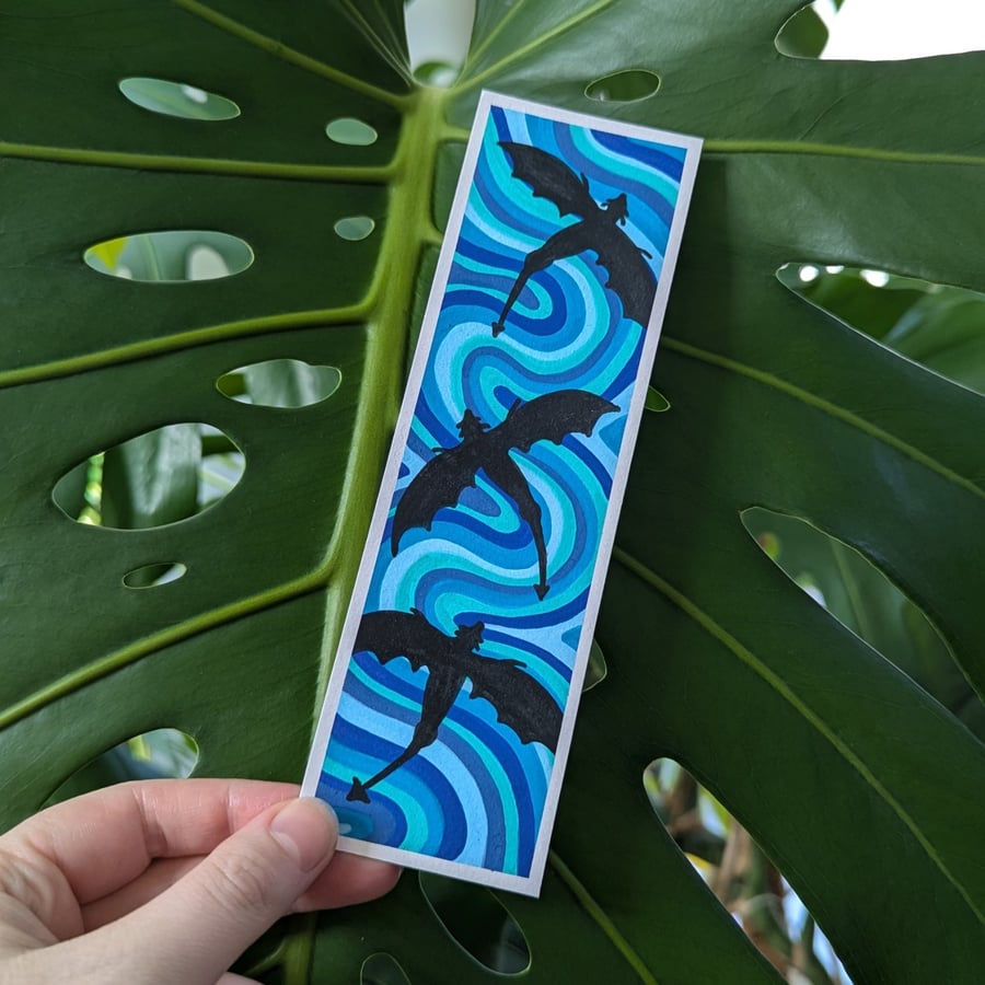 Handmade Blue Swirl Dragon Bookmark