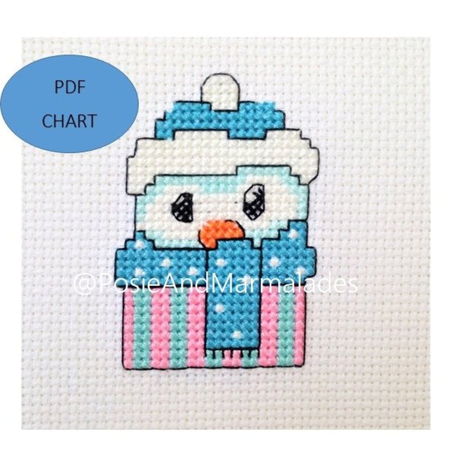 Snowman Cupcake small Cross Stitch Digital Download PDF Chart