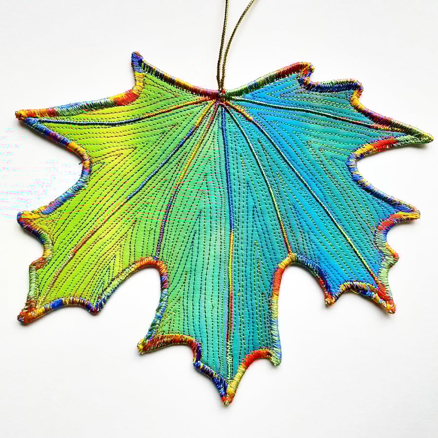 Leaf Hanging Decoration Free Machine Embroidery Home Decor 