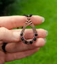 Copper Wire Weave Fishtailed Drop Pendant with Faceted Black Glass Beads - Image 7