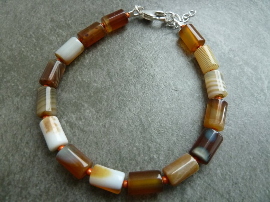 agate gemstone bracelet, sterling silver