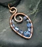 Copper Wire Wrapped Pendant & Earrings Set with Pale Blue AB Beads - Image 2