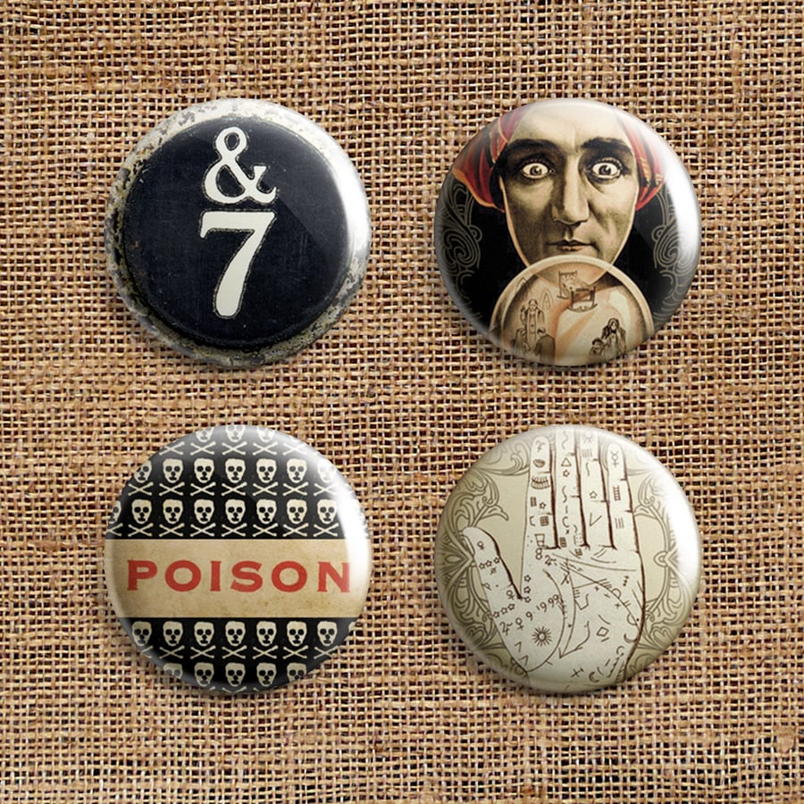 Badge Pack – Set Of 4 Dark Journey Button Badges (DJ)