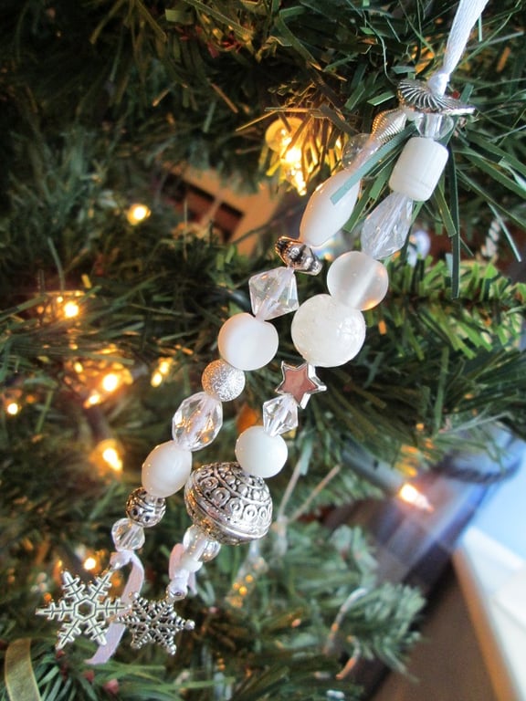 Beaded Christmas Tree Decoration - Snow and Ice
