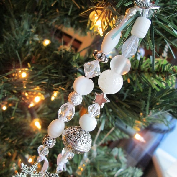 Beaded Christmas Tree Decoration - Snow and Ice