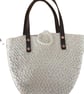 Handmade Plaited Cotton Handbag – Small Bag with Leather Handles - Image 1