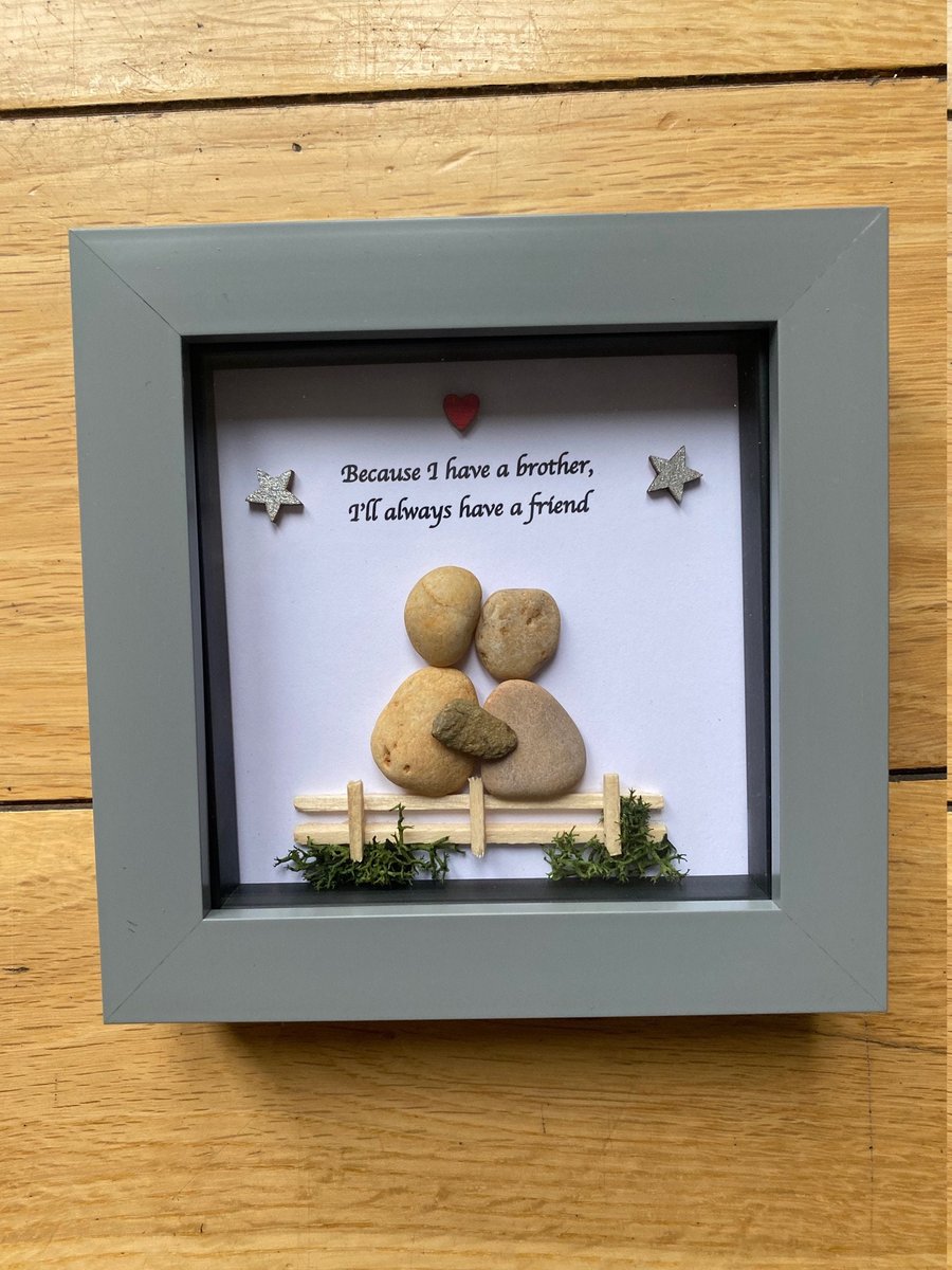Brother Pebble Artwork Frame, Unique Gift for a Brother, Personalised Pebble Fra