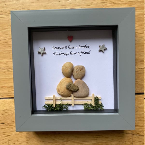 Brother Pebble Artwork Frame, Unique Gift for a Brother, Personalised Pebble Fra