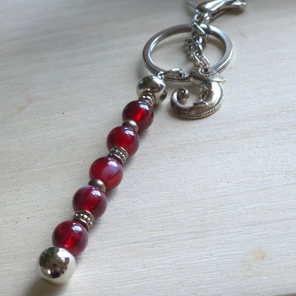 Chameleon beaded bag charm