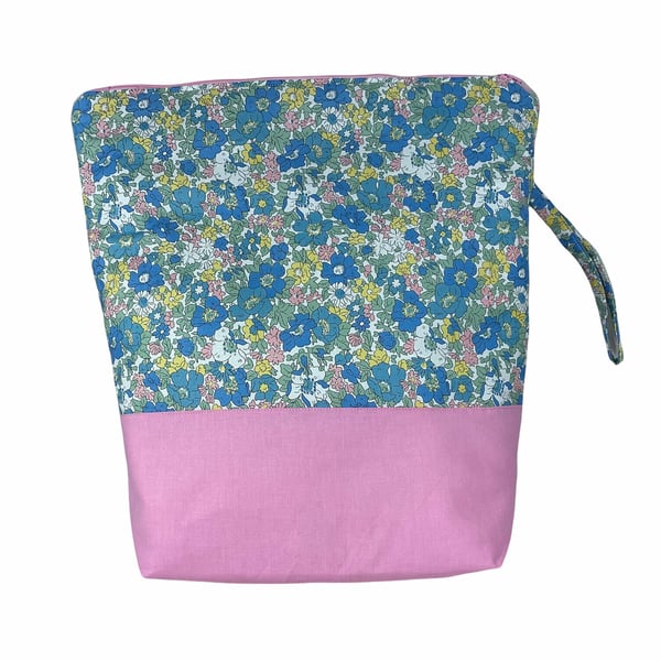 Extra Large Liberty fabric floral knitting zipped pouch bag, supersized knitters