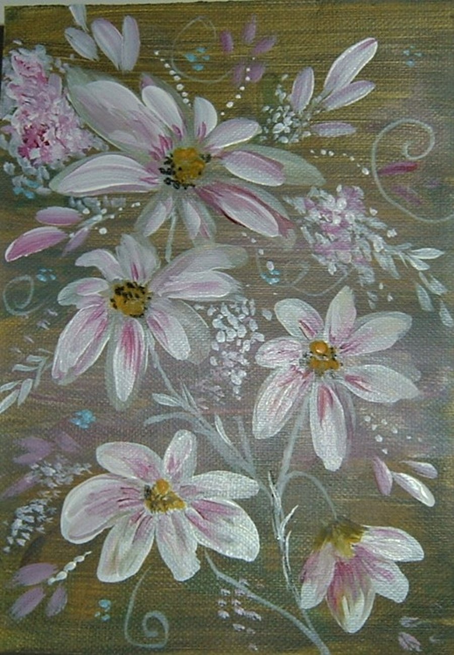 acrylic floral art painting original ( ref f 583)