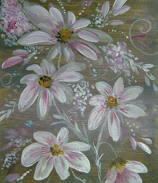 acrylic floral art painting original ( ref f 583)