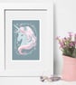 Believe in Unicorns art print, baby girl gift, girl's bedroom print - Image 1