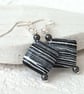 Black and white square earrings, stabilised turquoise earrings - Image 1