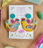 Funky Rainbow Chicken Polymer Clay earrings
