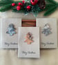 Natural wood Christmas tree card bark winter forest greeting woodland hunter art