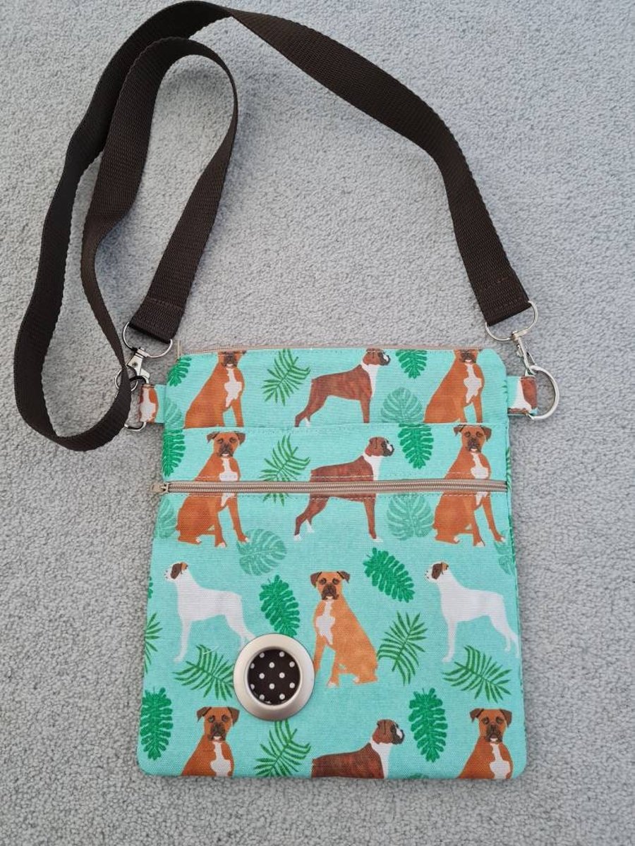 Dog walking bag in Boxer Dog fabric