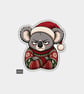 Funny Christmas Sticker Vinyl Xmas Decal For Adults - Grumpy Koala In Santa Hat